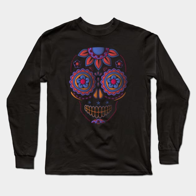 Sugar Skull Long Sleeve T-Shirt by Cabezon